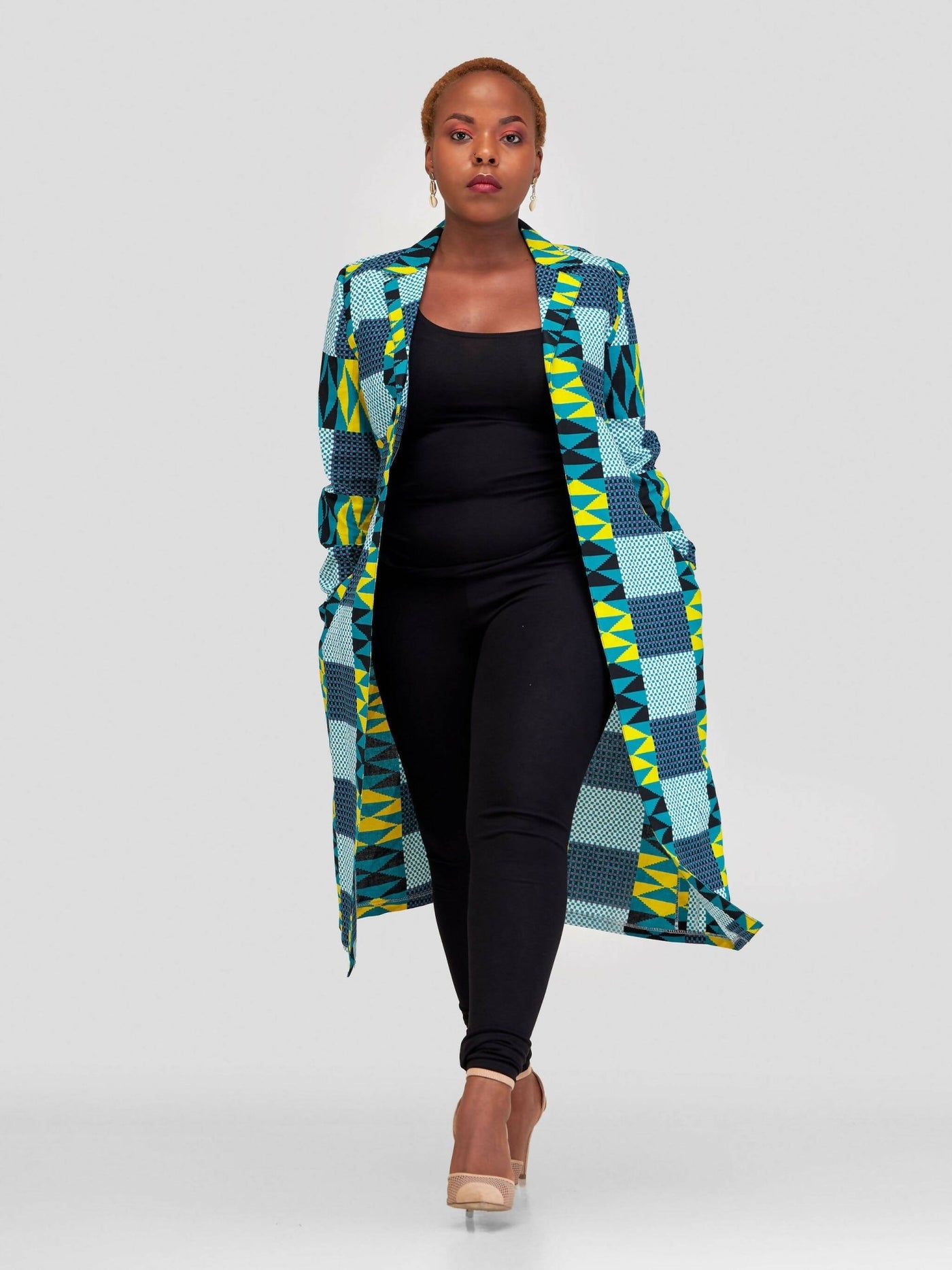 Gravio Fashion Kente Kimono - Teal - Shopzetu