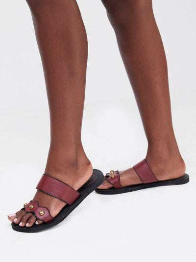 Biba Trends Collections Maroon Sandals - Maroon / Black - Shopzetu