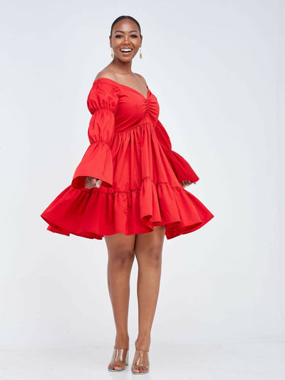 Izulu Mukutan Dress - Red - Shopzetu