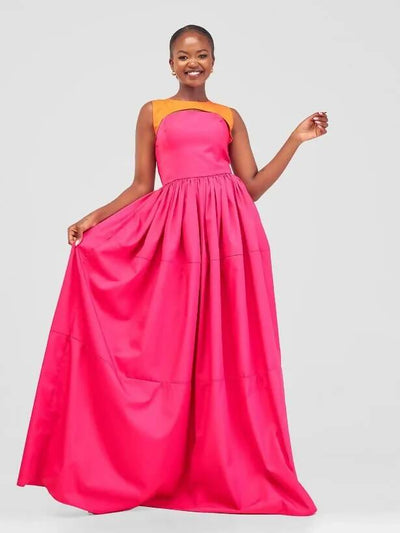 African Yuva Caru Dress - Pink - Shopzetu