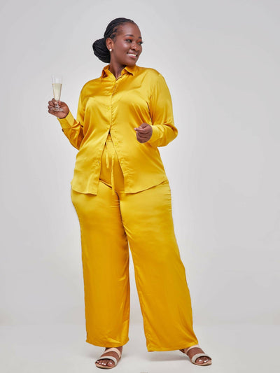 Fauza Design Karembo Silk Pant Sets - Yellow - Shopzetu