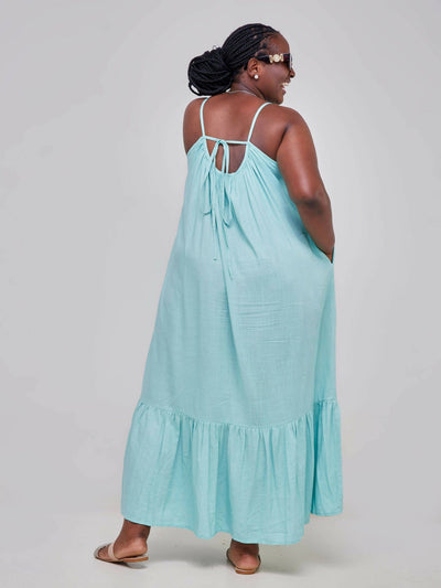Fauza Design Asili Linen Maxi Dress - Turquoise - Shopzetu