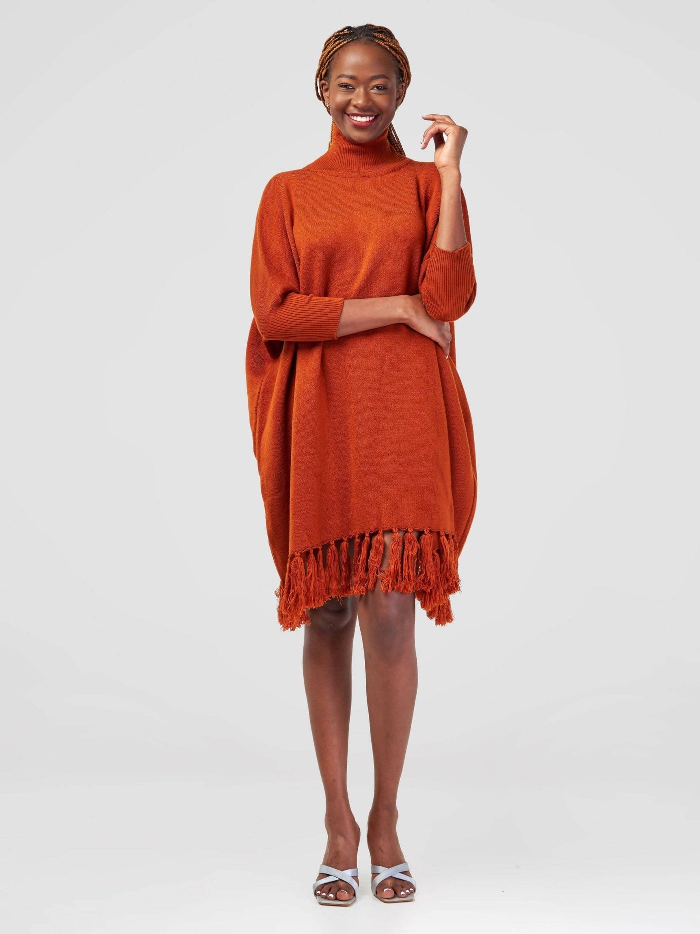 Anel's Knitwear Salsa Dress - Rust - Shopzetu