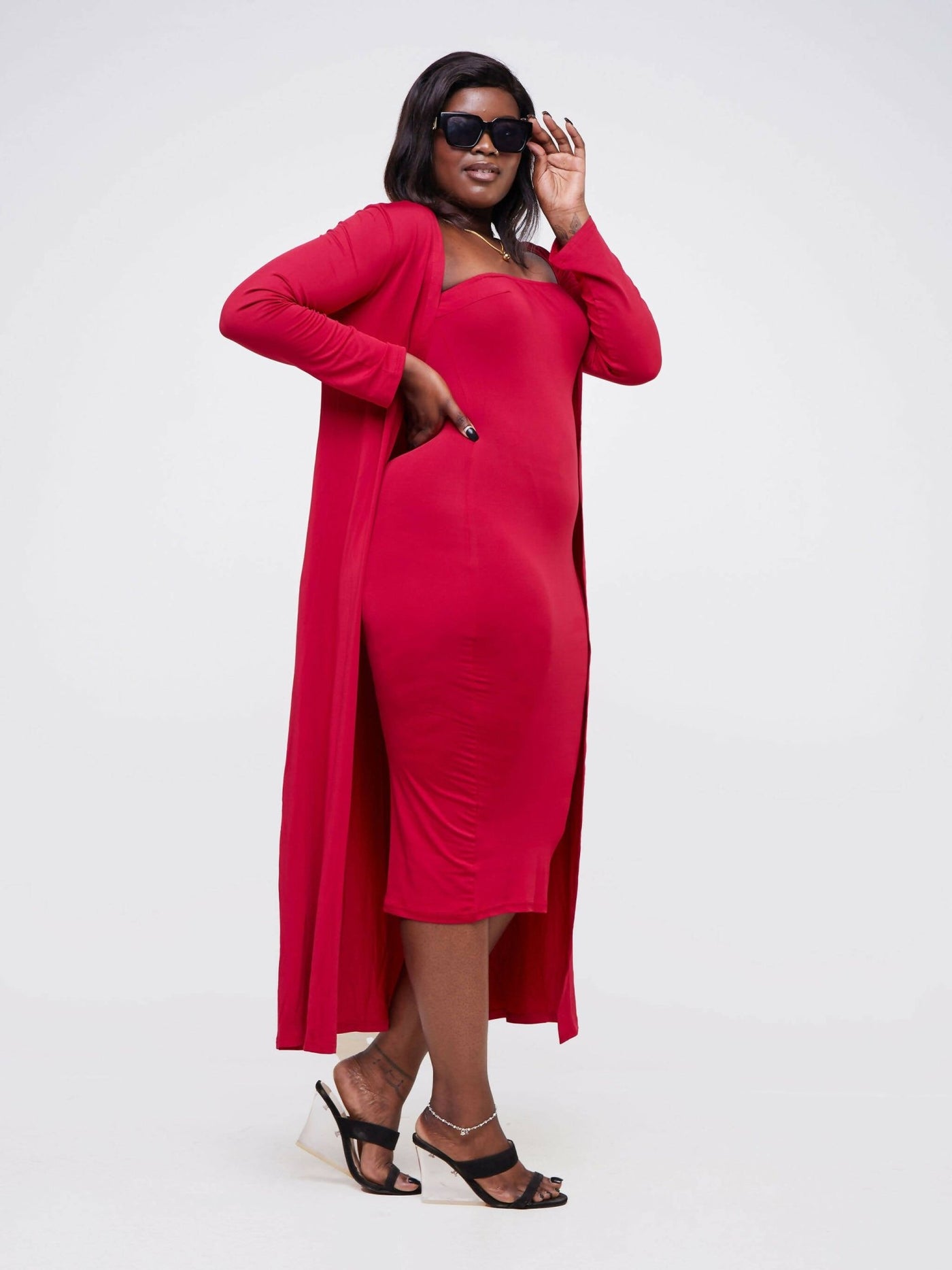 Exclusive Styles Wifey 2 Piece Maxi Set - Burgundy Red - Shopzetu