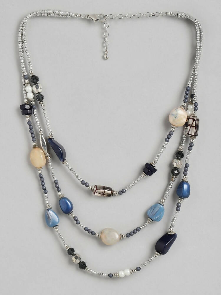 Slaks World Fashion Stone and Silver Necklace - Multicolor - Shopzetu