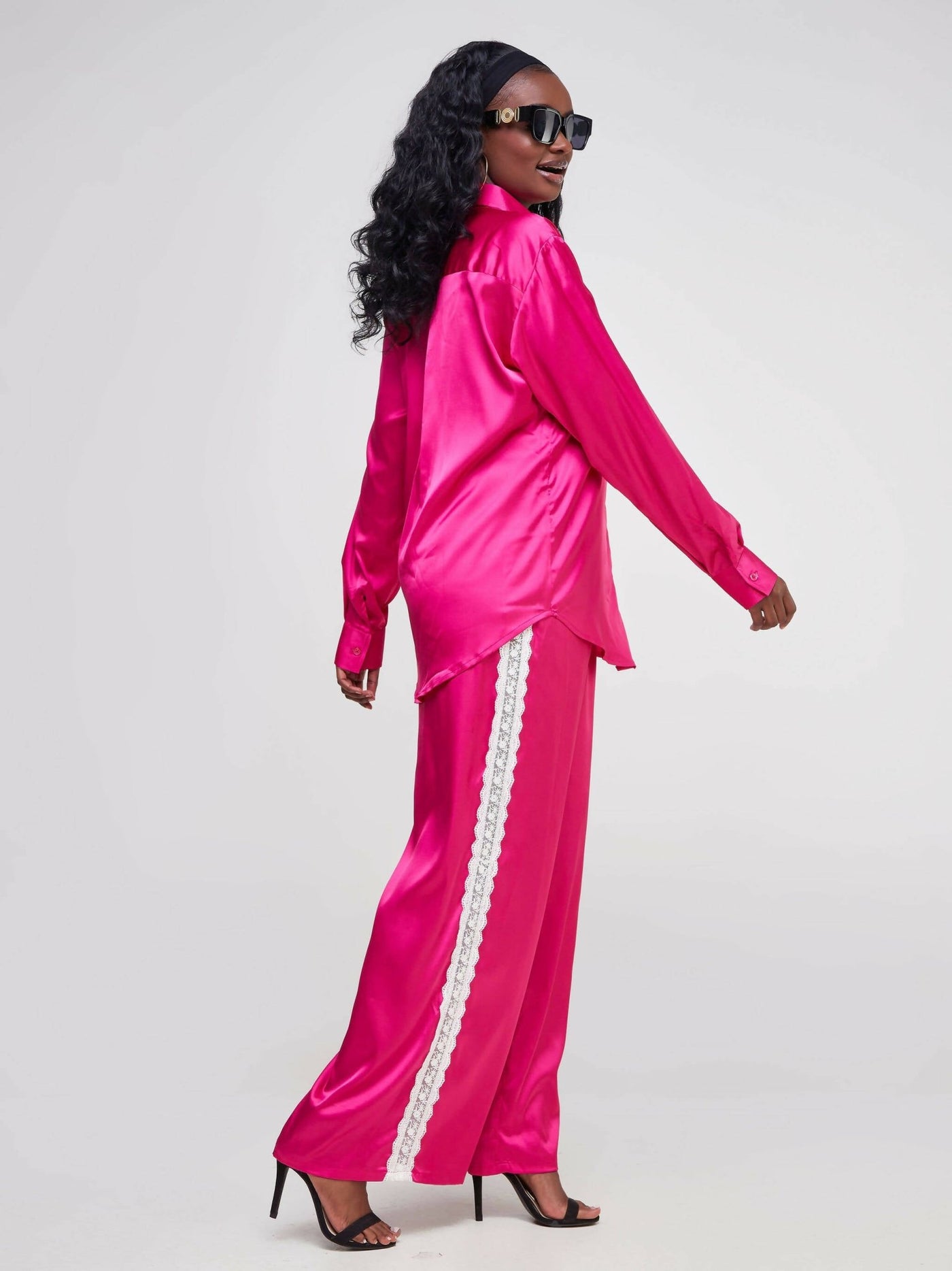 Fauza Design Karembo Silk Pant Sets - Fuschia - Shopzetu