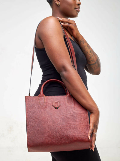 Mubi Leather Pendo Ladies Handbag - Brown - Shopzetu