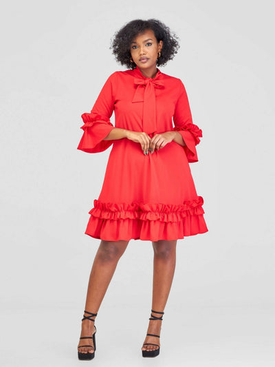 Jolly Fancy Wear Lulu Shift dress- Red - Shopzetu