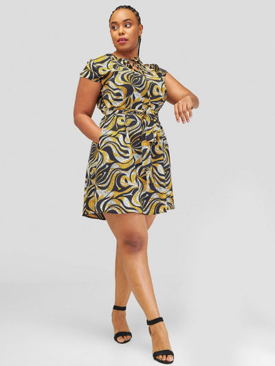 Salok Havilah Apphia Shift Dress - Yellow Print - Shopzetu