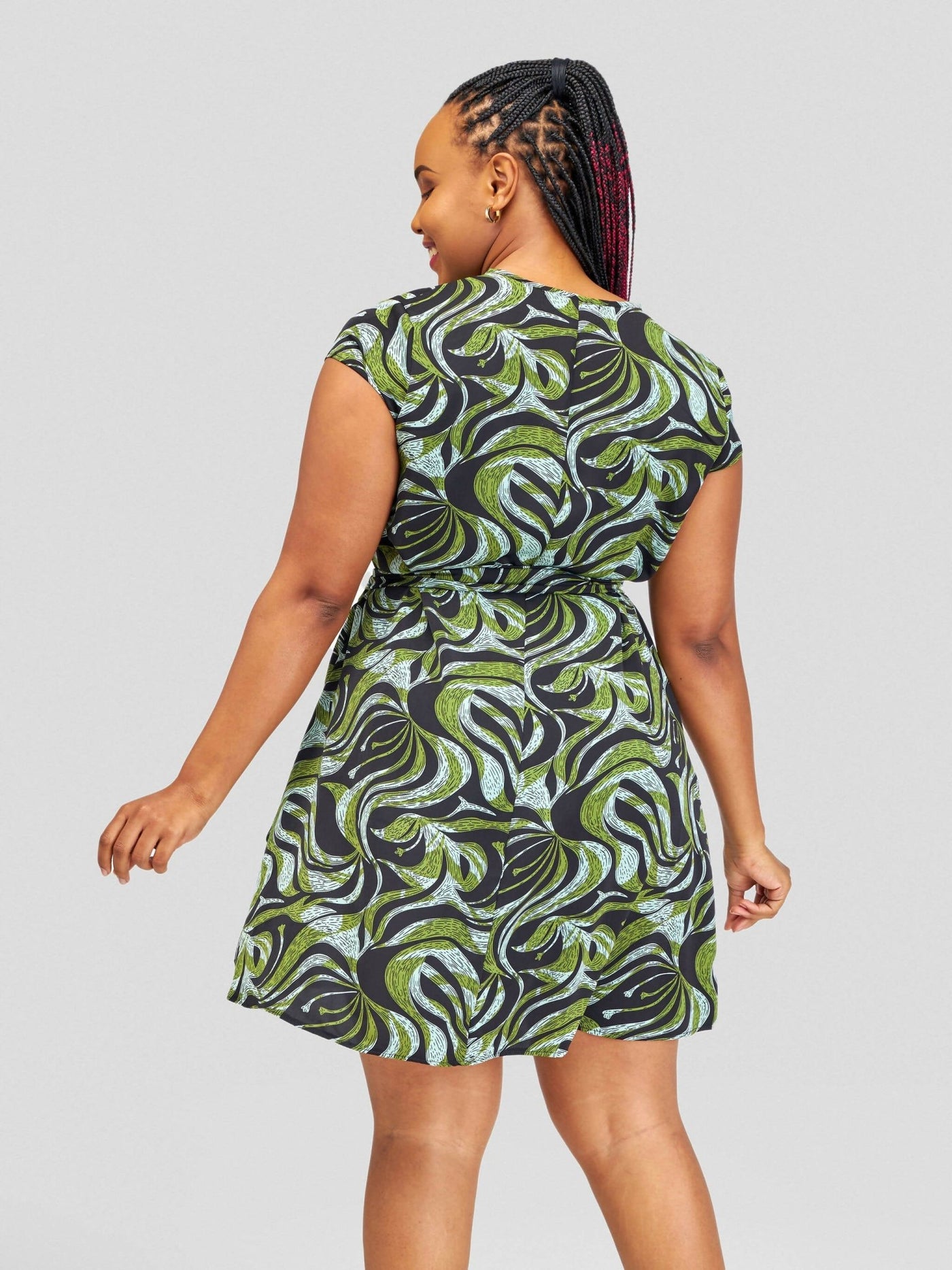 Salok Havilah Apphia Shift Dress - Green Print - Shopzetu