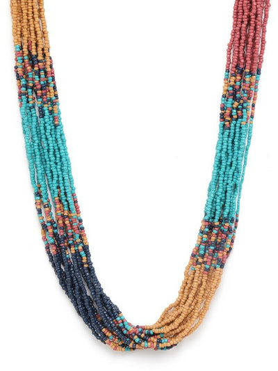 Slaks World Fashion Beads With Chain Necklace - Multicolor - Shopzetu