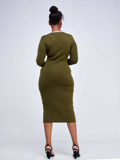 Elsie Glamour Zainabu Knit Dress - Jungle Green - Shopzetu
