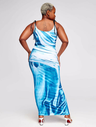 Tyche Light Mature Backless Long Dress - Blue - Shopzetu