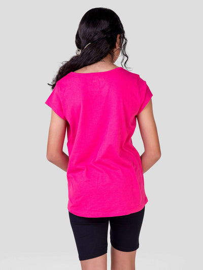 Inken Solid Short Sleeve Hi-Lo T-shirt - Hibiscus - Shopzetu