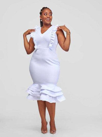 Sasha Designs Closet Hem Dress With Gathers On The Princess Line - White - Shopzetu