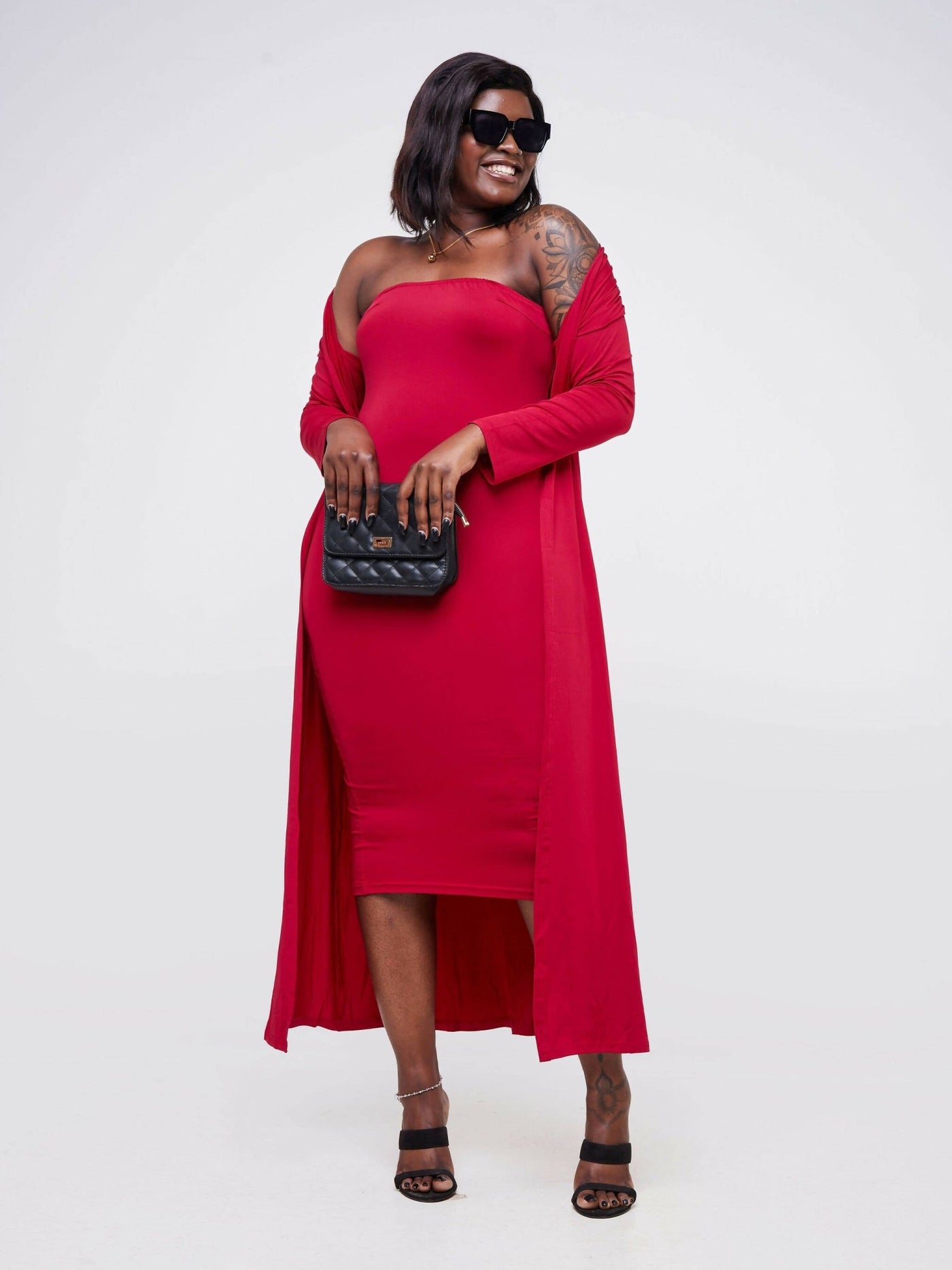 Exclusive Styles Wifey 2 Piece Maxi Set - Burgundy Red - Shopzetu