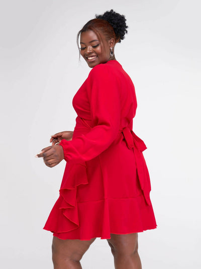 Lizola Alynno Wrap Dress - Red - Shopzetu