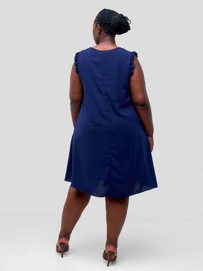 Vivo Ava Tent Knee Length Dress - Navy Blue - Shopzetu