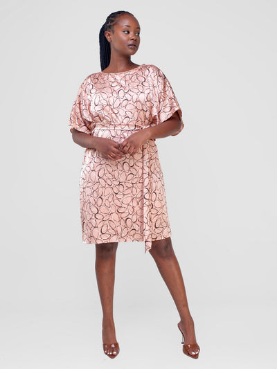 Vivo Hanabi Drop Shoulder Dress - Pink Koto Print - Shopzetu