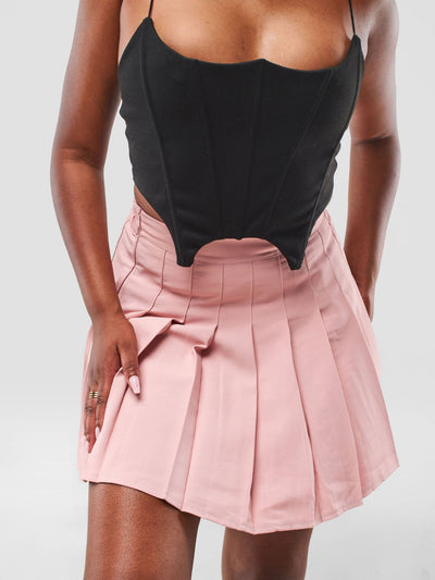Carrie Wahu X SZ Skater Stitched Down Pleated Skirt - Light Pink - Shopzetu