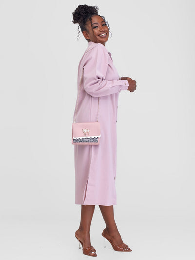 Alara Basic Shirt Dress - Blush Pink - Shopzetu