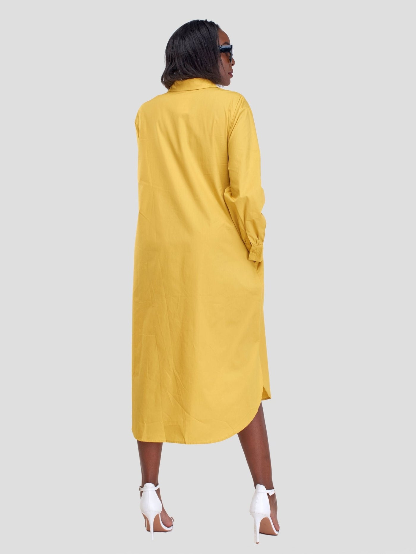 Alara Bishop Sleeve Maxi Shirt Dress - Mustard - Shopzetu
