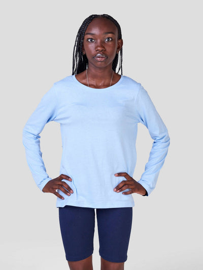 Inken Solid Full Sleeve Unisex T-shirt - Sky Blue - Shopzetu