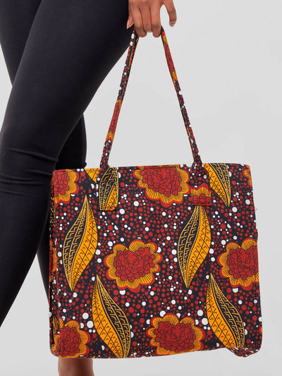 Kay Designs Ankara Handbag - Brown / Orange - Shopzetu