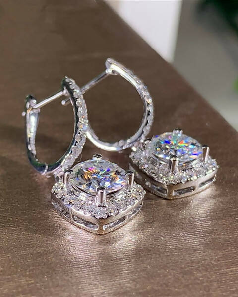 Slaks World Fashion Square Style Hoop Earrings - Silver - Shopzetu