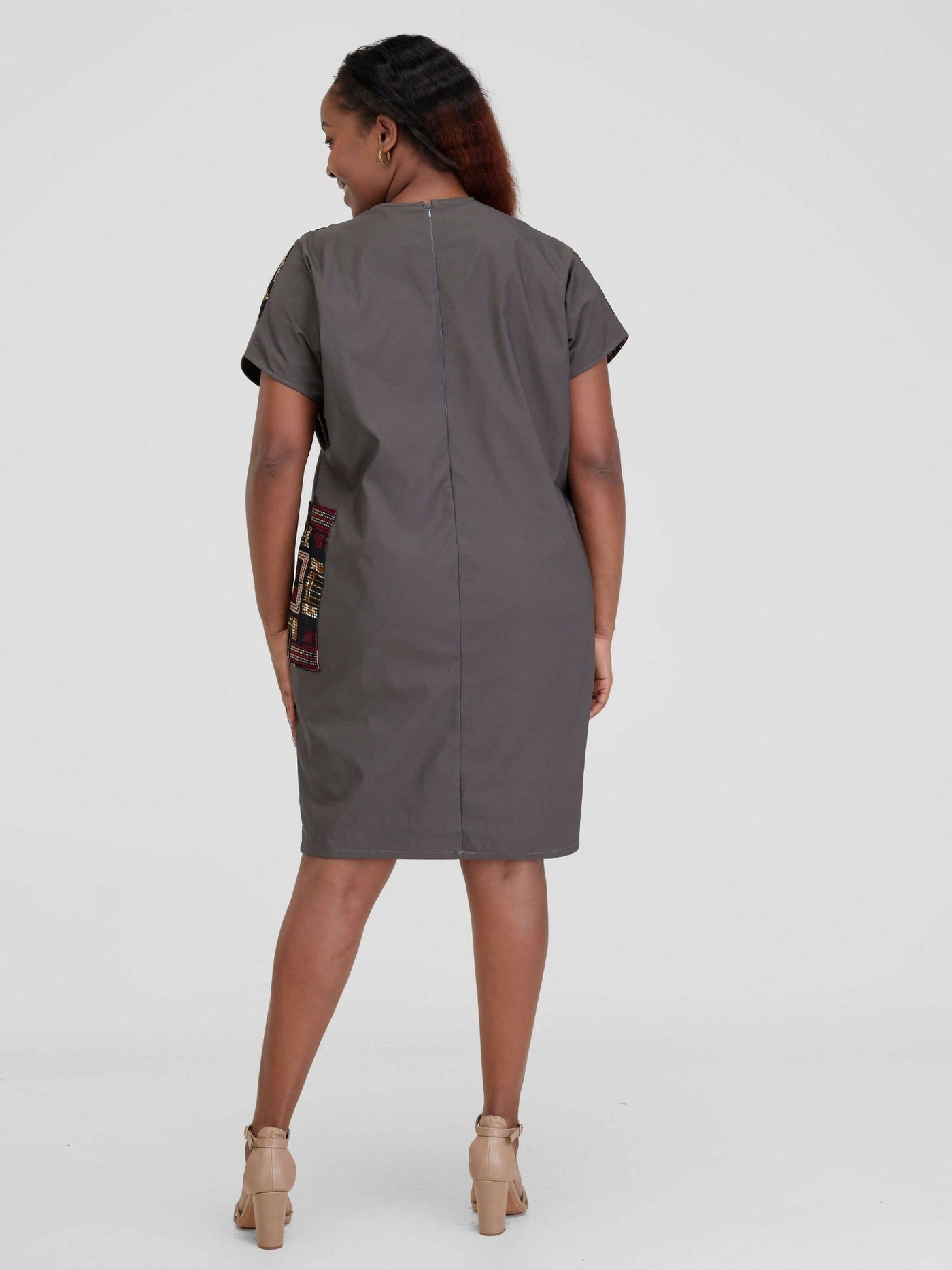 Beqss Zula Dolman Asymmetrical Shift Dress - Grey - Shopzetu