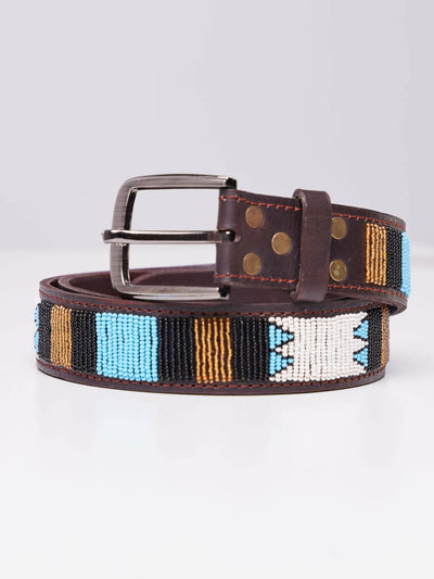 Kiondo Everyday Multicolored Beaded Belt - Brown - Shopzetu