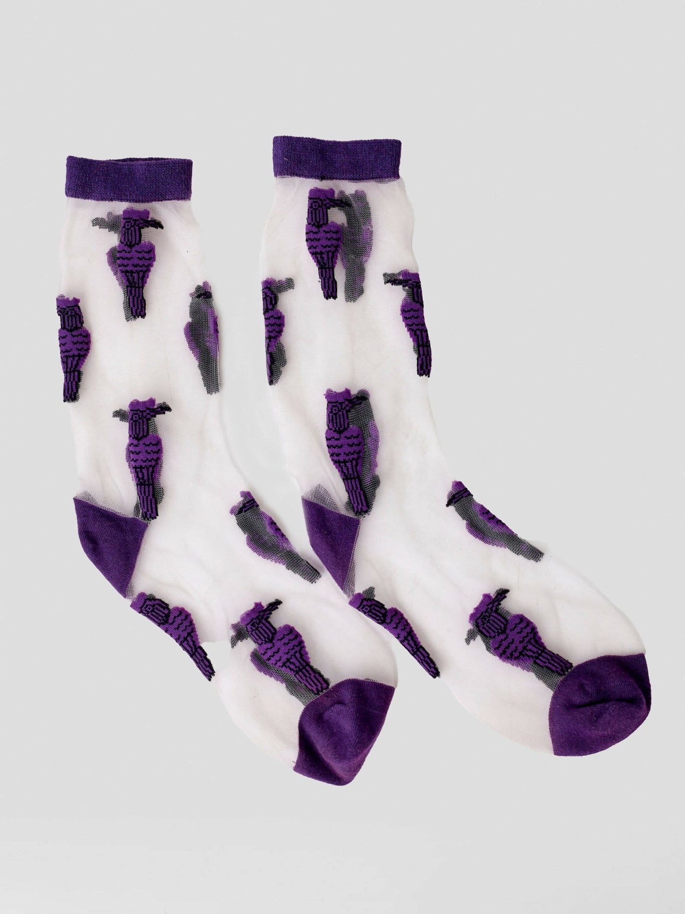 Kamata Purple Hornbill Sheer Socks - Purple - Shopzetu