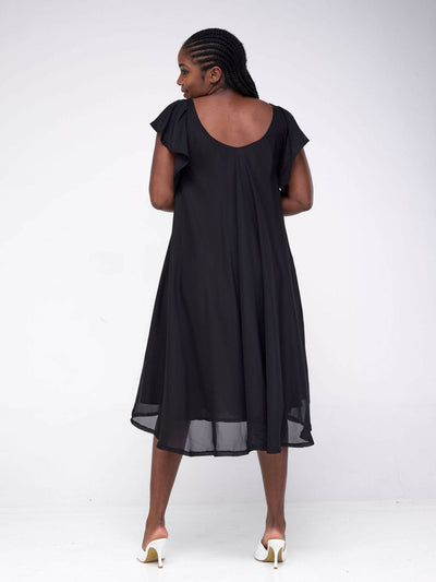 MKay Thakani Chiffon Dress - Black - Shopzetu