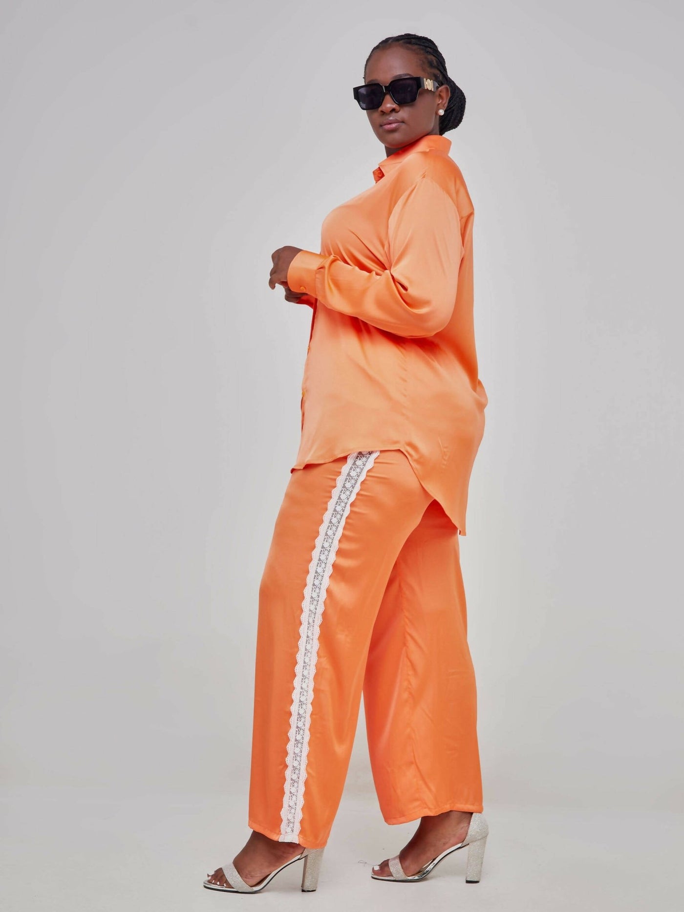 Fauza Design Karembo Silk Pant Sets - Orange - Shopzetu