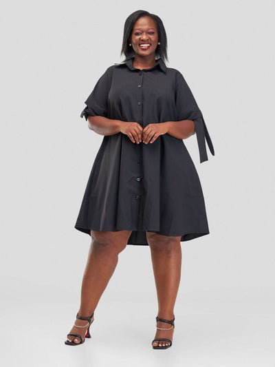 Hando Afrikan Designs Njeri Shirt Dress - Black - Shopzetu