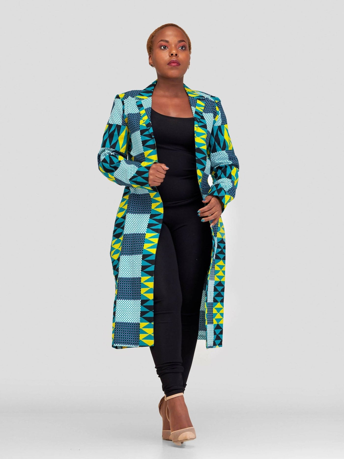 Gravio Fashion Kente Kimono - Teal - Shopzetu