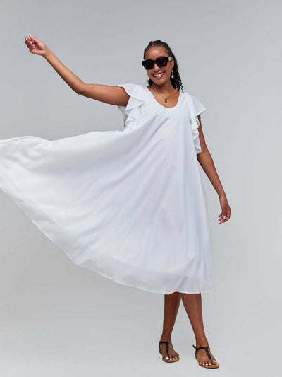 MKay Thakani Chiffon Dress - White - Shopzetu