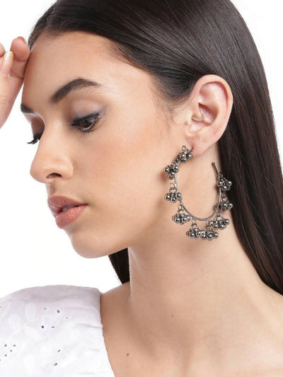 Slaks World Fashion Bengal Hoop Earrings - Silver - Shopzetu