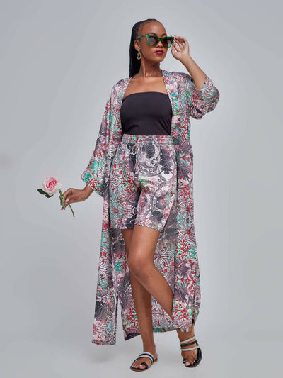 Fauza Design Floral Short and Kimono sets - Floral Print. - Shopzetu
