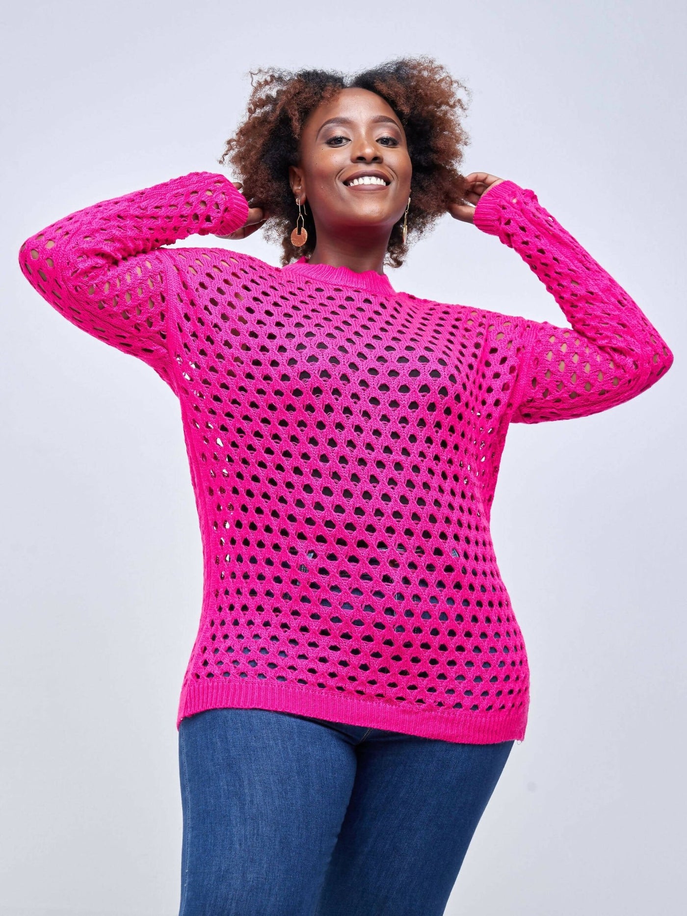 The Fashion Frenzy Mesh Pullover - Pink - Shopzetu