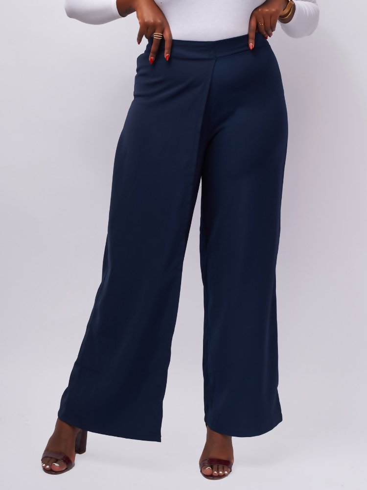 Tuli Leyanni Overlap Official Pants - Navy Blue - Shopzetu