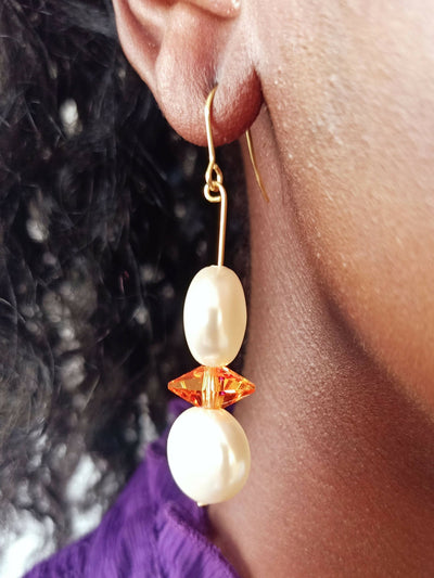Xara Gems Tswana Spike Earrings - White - Shopzetu
