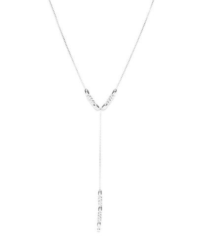 Slaks World Fashion Silver Lariat Necklace - Silver - Shopzetu