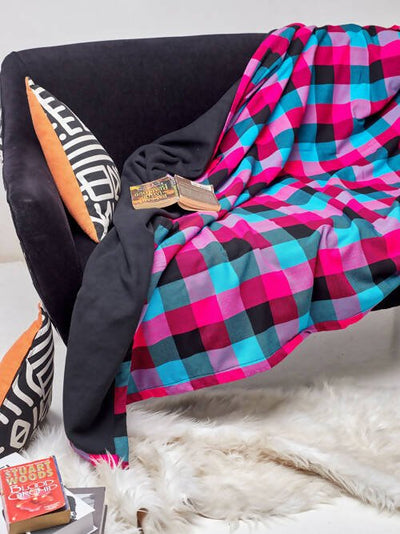 Pink Hippo Maasai Fleece Blanket - Pink/Blue - Shopzetu