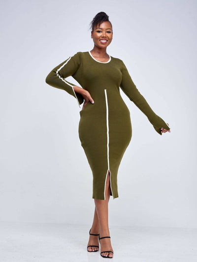 Elsie Glamour Zainabu Knit Dress - Jungle Green - Shopzetu