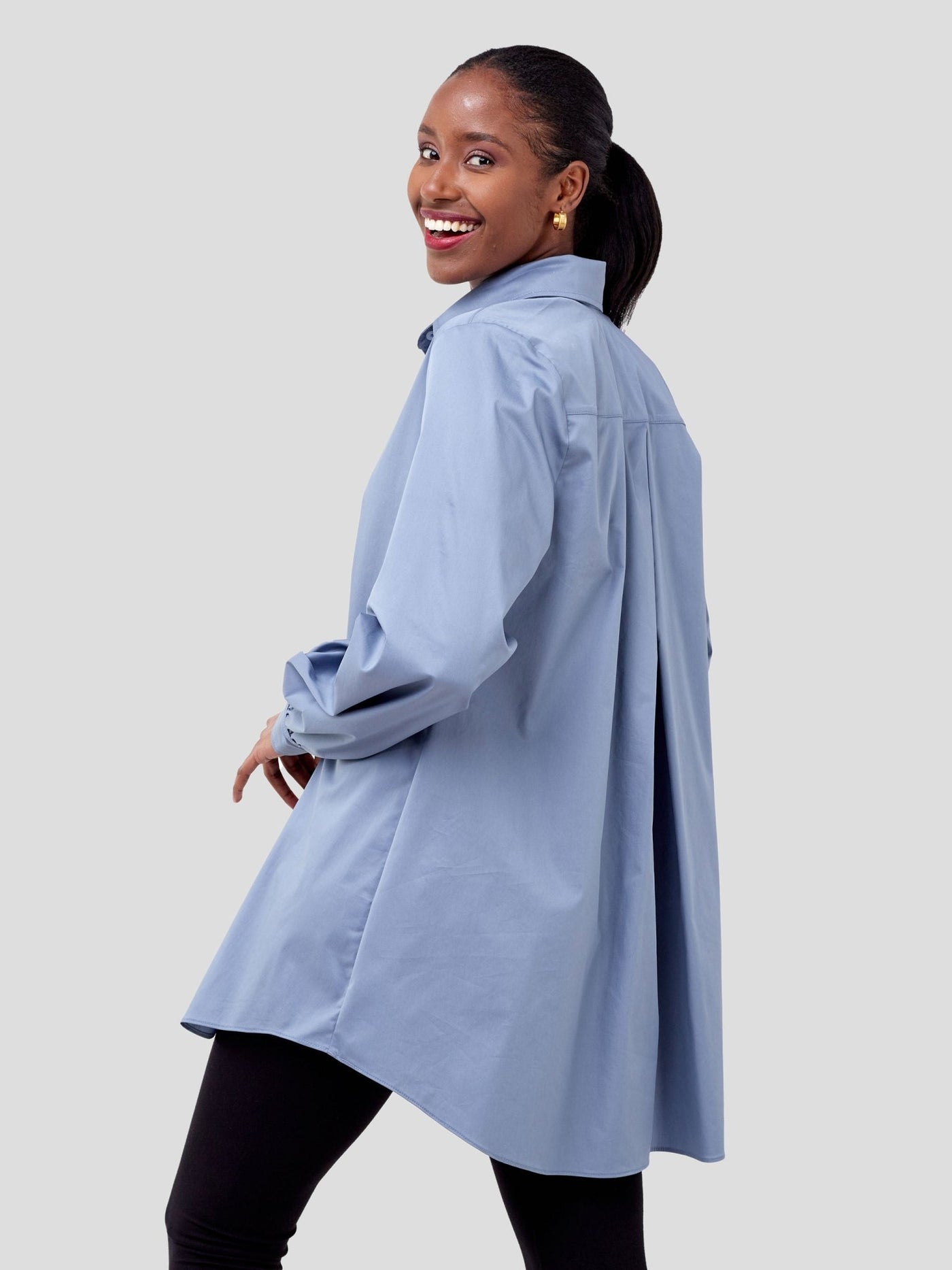 Safari Kaya Long Sleeve Collar Shirt - Grey - Shopzetu