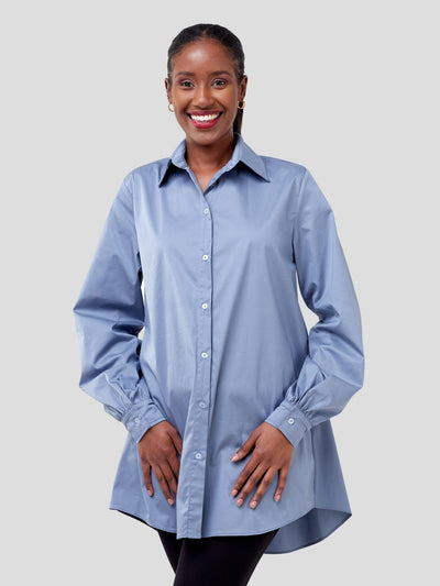 Safari Kaya Long Sleeve Collar Shirt - Grey - Shopzetu