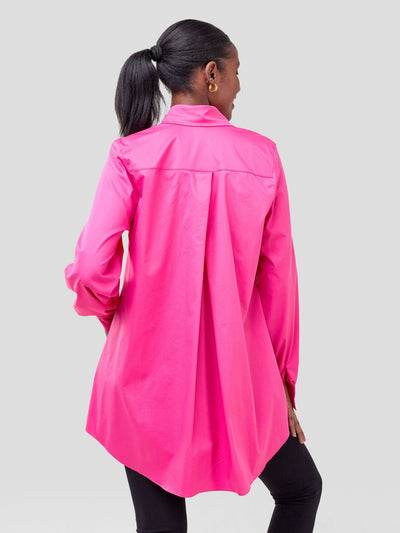 Safari Kaya Long Sleeve Collar Shirt - Pink - Shopzetu