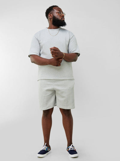 Zetu Men's Square Textured Shorts - Grey - Shopzetu
