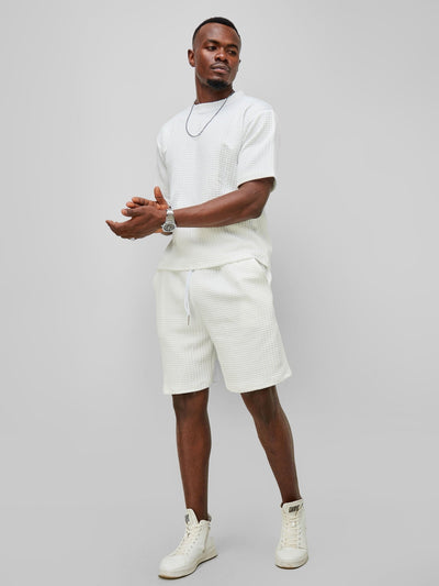 Zetu Men's Square Textured T-Shirt - White - Shopzetu
